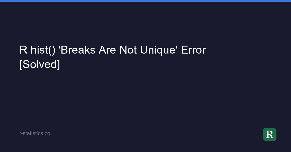 R hist() 'Breaks Are Not Unique' Error [Solved]