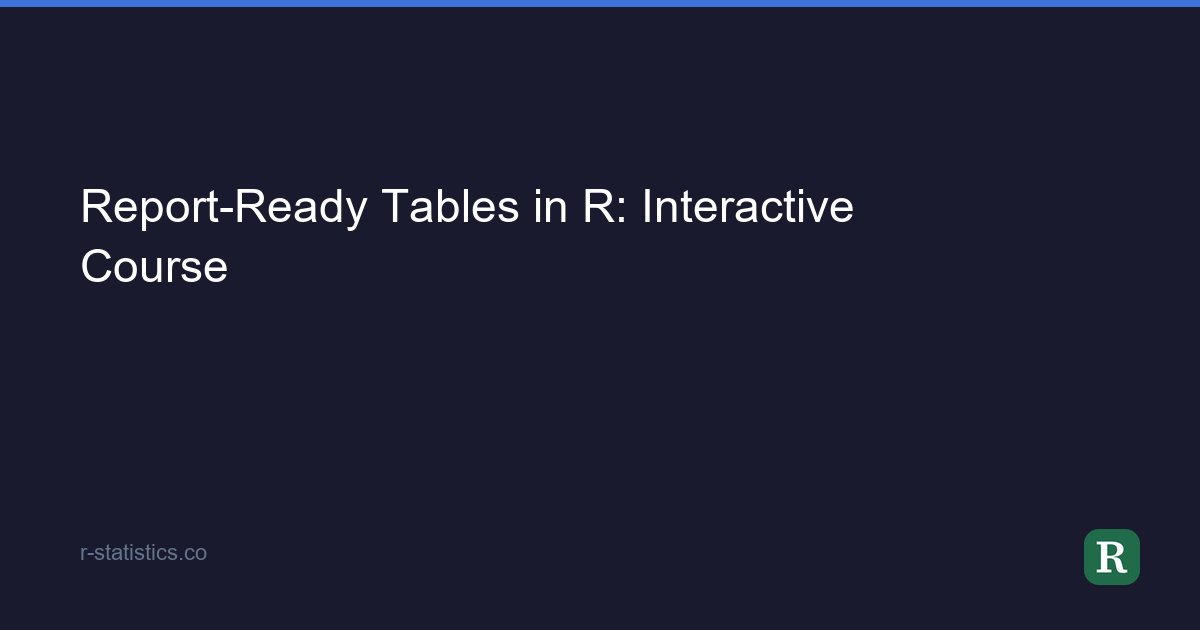 Report-Ready Tables in R: Interactive Course