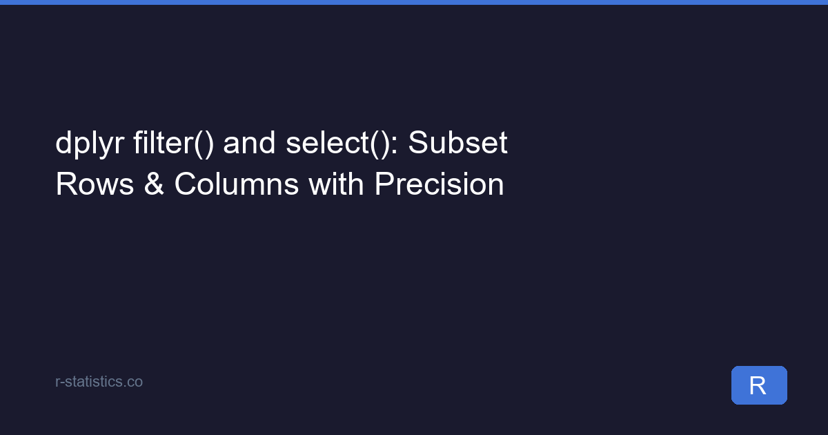 dplyr filter() and select(): Subset Data Fast