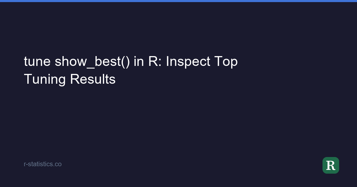 tune show_best() in R: Inspect Top Tuning Results